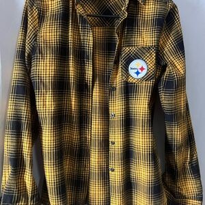 Yellow and Black Plaid womans Steelers Shirt